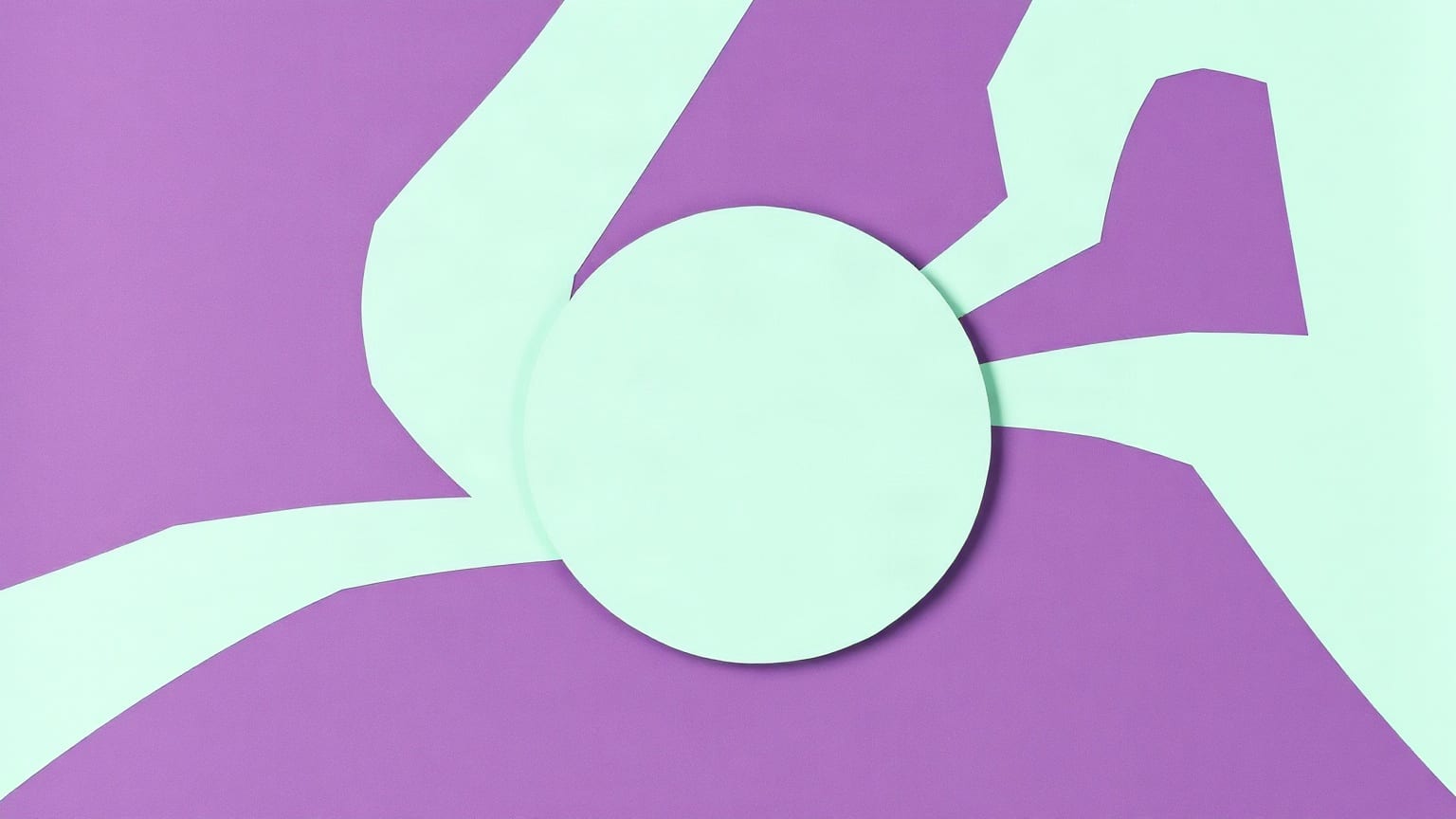 Cut-paper illustration: overlapping angular arcs converging on a single point, like routes meeting at one place.